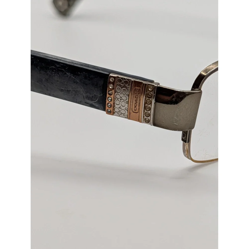Coach HB 5027B Gunmetal‎ Rectangular Eyeglasses Frames Crystal Logo Temples
